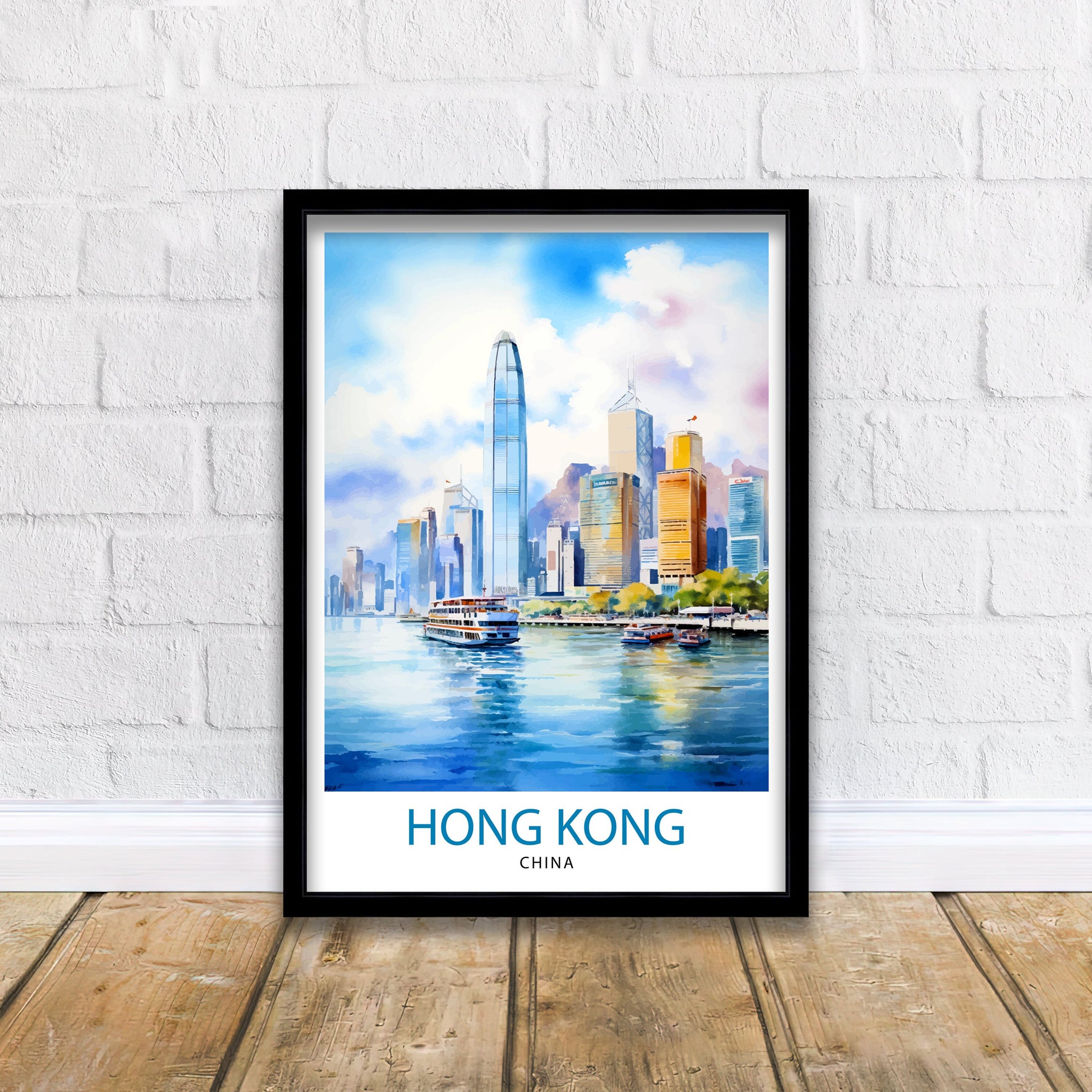 Hong Kong Travel Print | Hong Kong Poster | Hong Kong Art | Hong Kong Wall Art | Hong Kong Skyline | Hong Kong | Travel Poster | Hong Kong