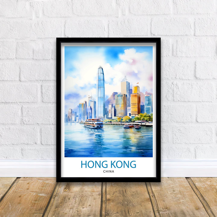 Hong Kong Travel Print | Hong Kong Poster | Hong Kong Art | Hong Kong Wall Art | Hong Kong Skyline | Hong Kong | Travel Poster | Hong Kong