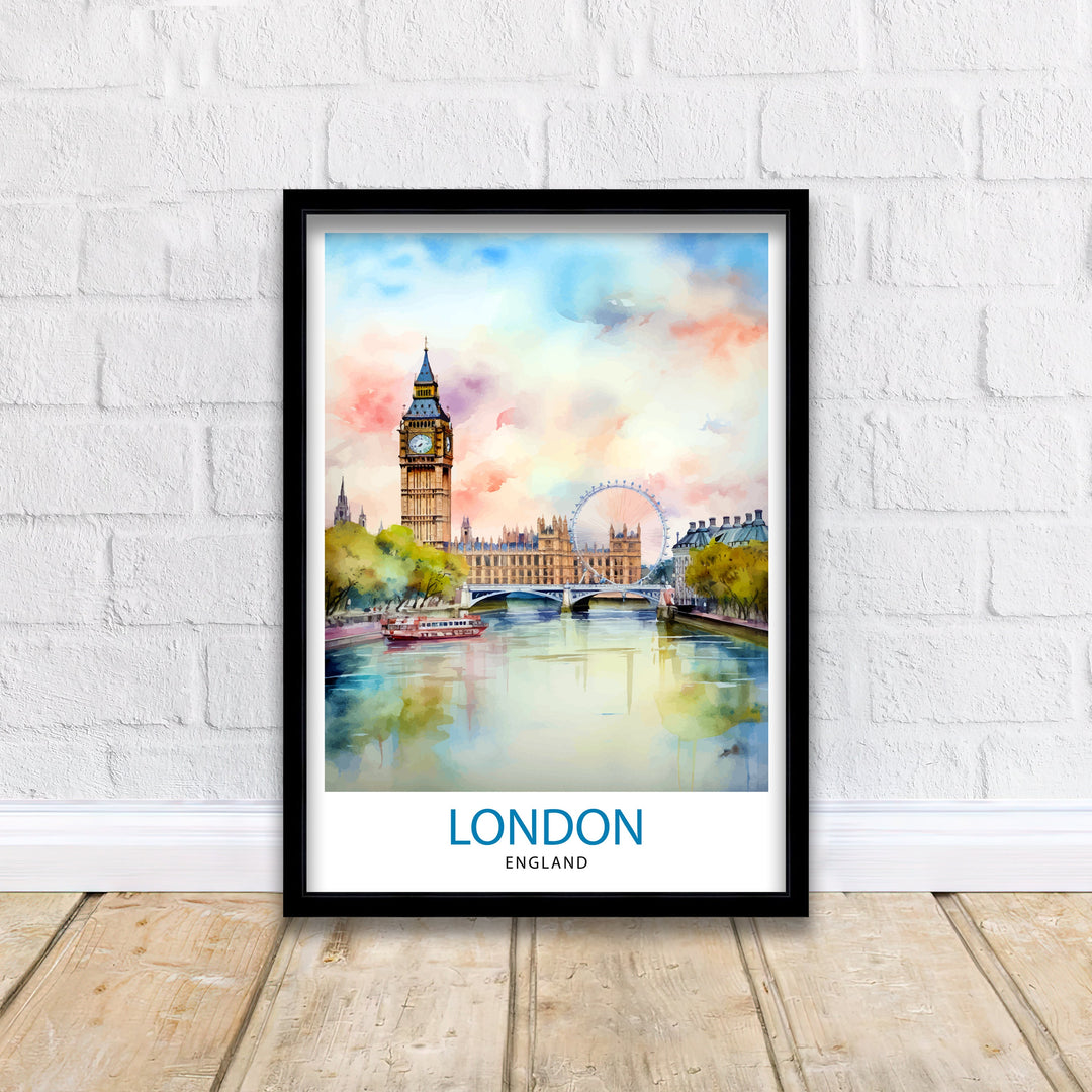 London Travel Print London Wall Art London Home Decor London Illustration Travel Poster Gift For London UK Home Decor