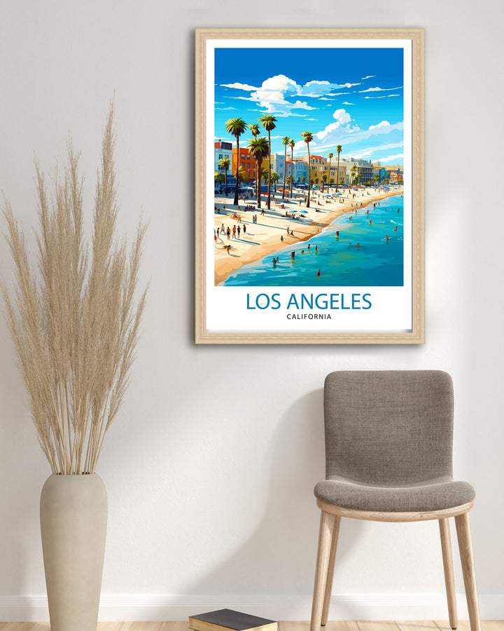 Los Angeles Travel Print| LA Wall Decor California Home Living Decor LA Illustration Travel Poster Gift for LA, California Home Decor