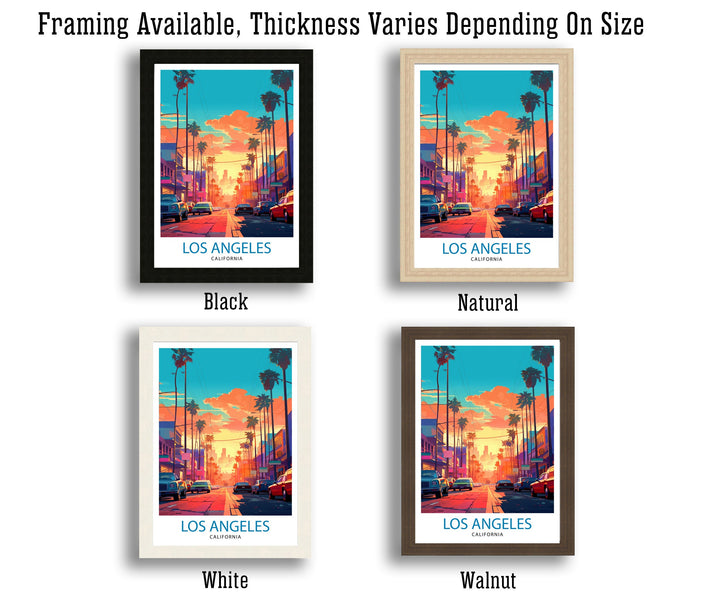 Los Angeles Travel Print| LA Wall Art California Travel Poster Los Angeles Skyline Illustration LA Cityscape Print Gift For LA Lover