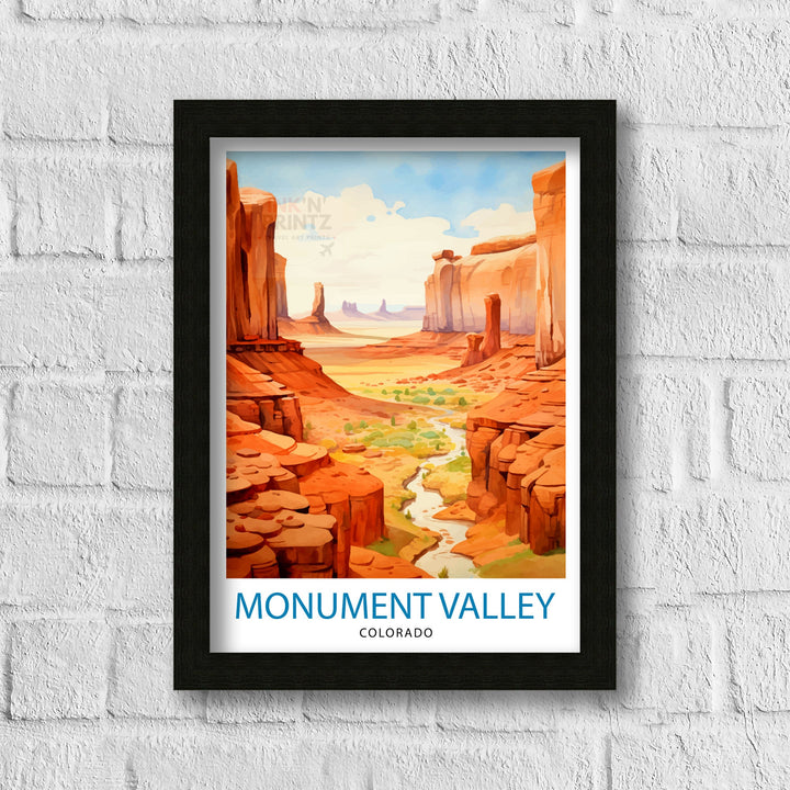 Monument Valley Print Iconic Desert Landscape Art American Southwest Poster Navajo Tribal Park Wall Decor Red Rock Formations Illustration