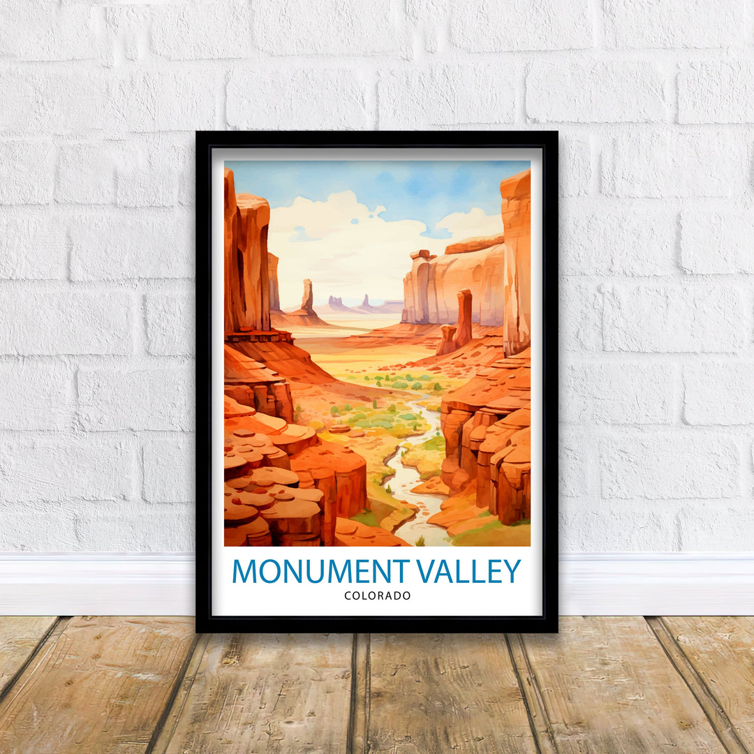 Monument Valley Print Iconic Desert Landscape Art American Southwest Poster Navajo Tribal Park Wall Decor Red Rock Formations Illustration