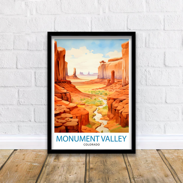 Monument Valley Print Iconic Desert Landscape Art American Southwest Poster Navajo Tribal Park Wall Decor Red Rock Formations Illustration