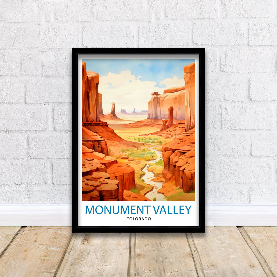 Monument Valley Print Iconic Desert Landscape Art American Southwest Poster Navajo Tribal Park Wall Decor Red Rock Formations Illustration