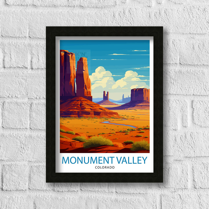 Monument Valley Print Iconic Desert Landscape Art American Southwest Poster Navajo Tribal Park Wall Decor Red Rock Formations Illustration