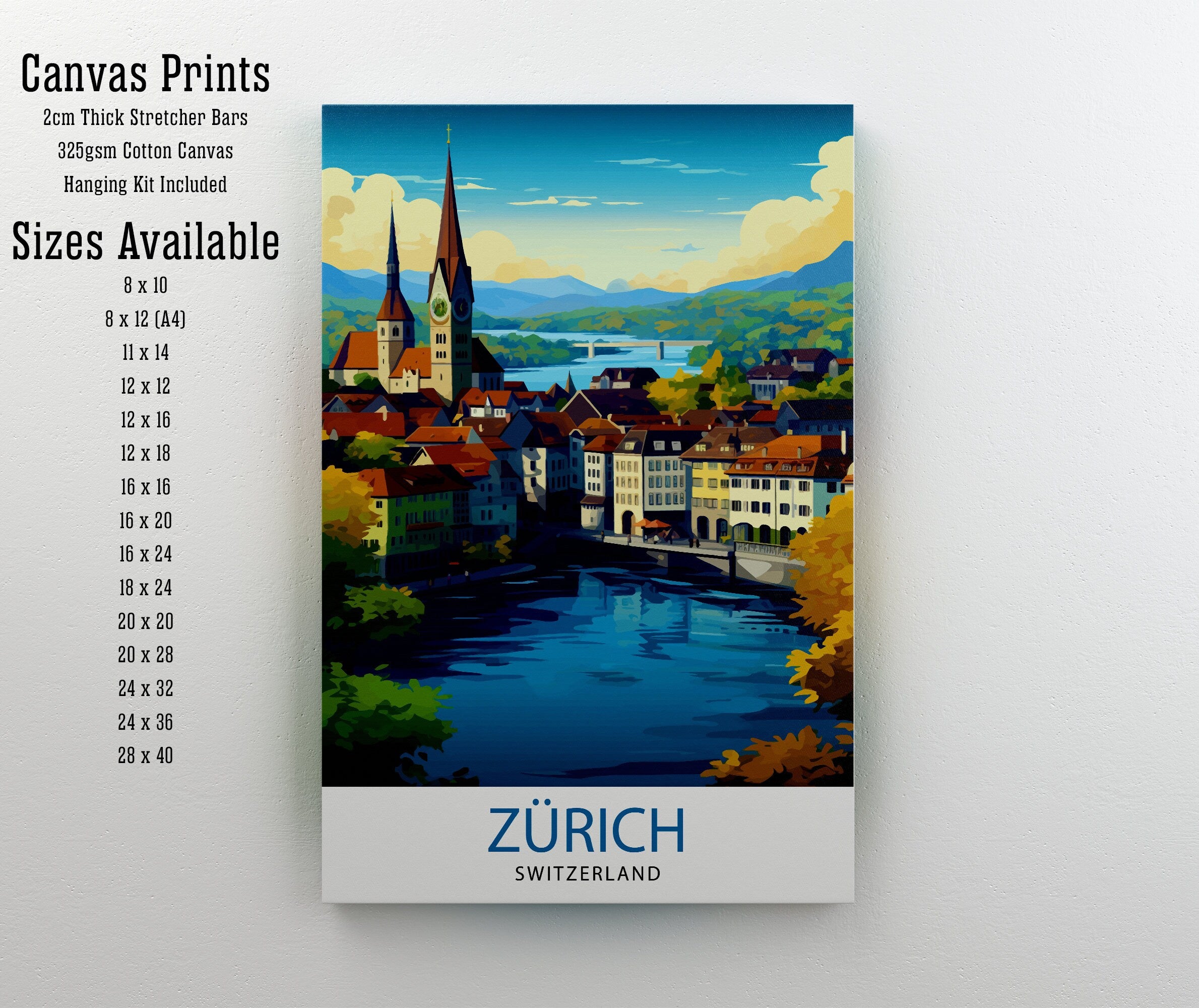 Zurich Switzerland Travel Print Zurich Wall Decor Zurich Home Living Decor Zurich Illustration Travel Poster Gift For Zurich Switzerland