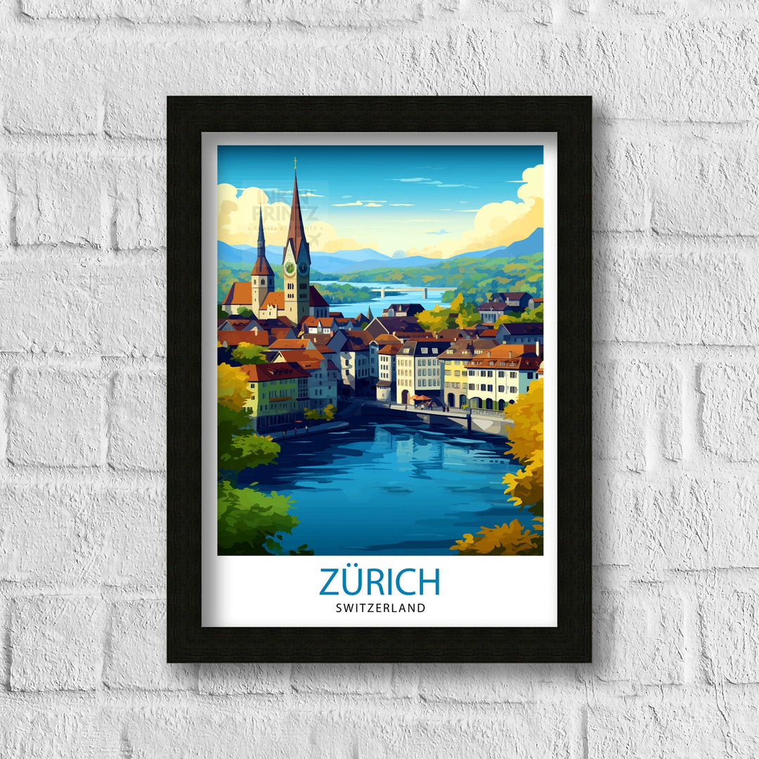 Zurich Switzerland Travel Print Zurich Wall Decor Zurich Home Living Decor Zurich Illustration Travel Poster Gift For Zurich Switzerland