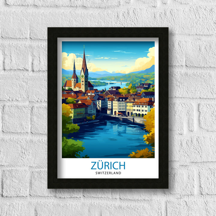 Zurich Switzerland Travel Print Zurich Wall Decor Zurich Home Living Decor Zurich Illustration Travel Poster Gift For Zurich Switzerland