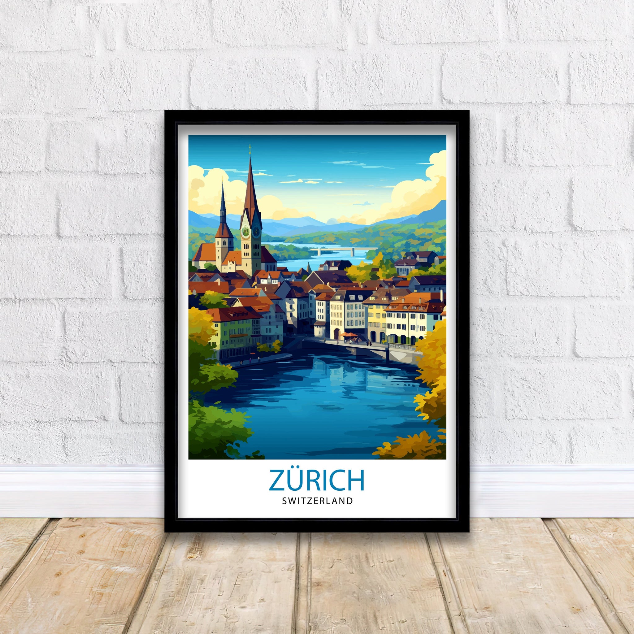 Zurich Switzerland Travel Print Zurich Wall Decor Zurich Home Living Decor Zurich Illustration Travel Poster Gift For Zurich Switzerland