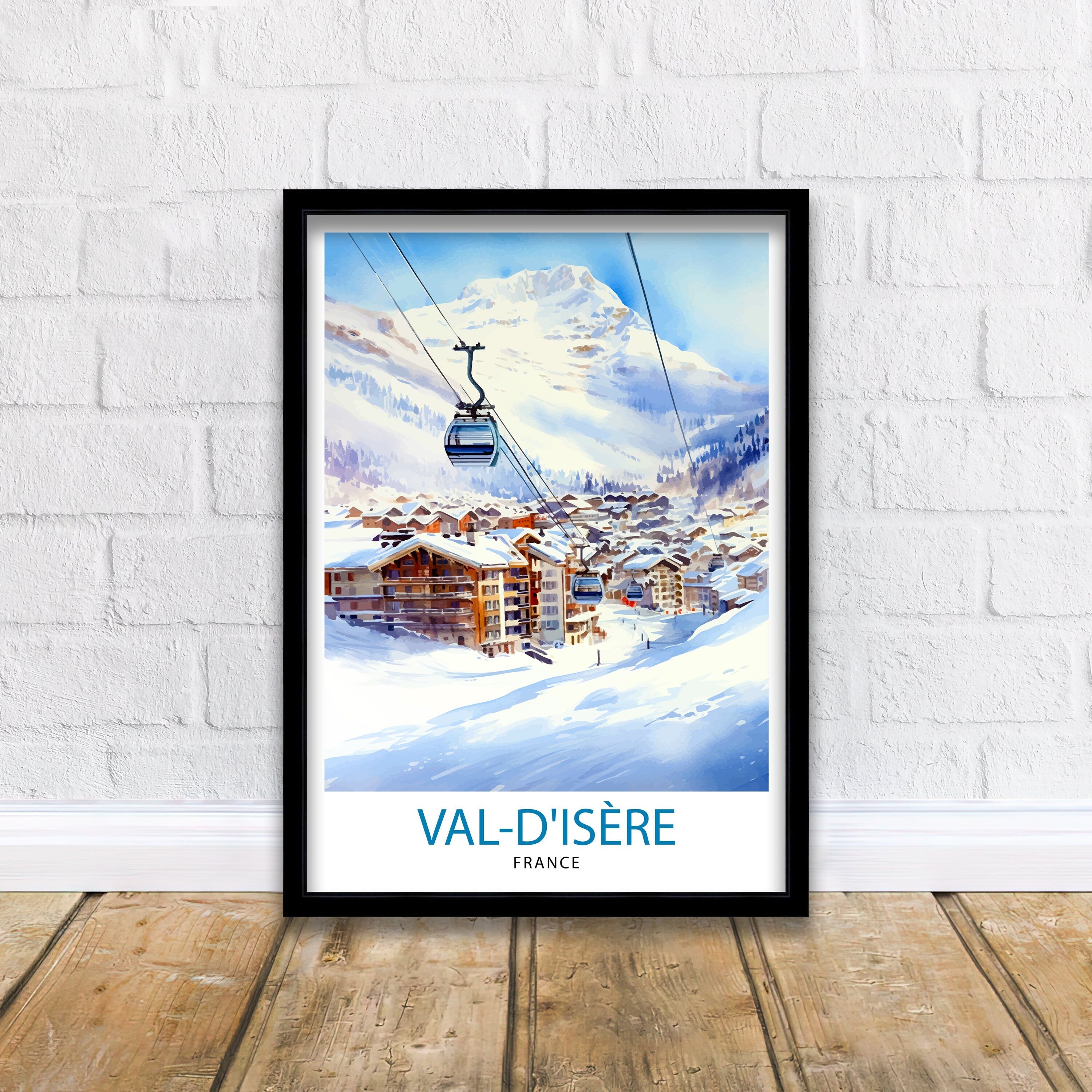 Val d Isere Travel Print French Ski Paradise Wall Decor Val dIsere Poster Alpine Resort France Snow Landscape Art Ski Lovers Gift Idea