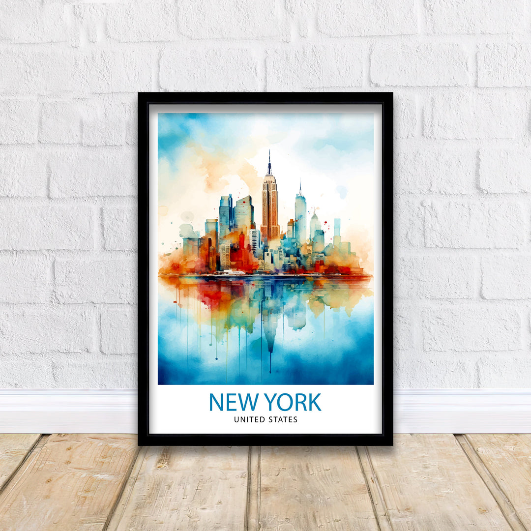 New York City Travel Print| New York Wall Art NYC Illustration Travel Poster Gift for New York Home Decor