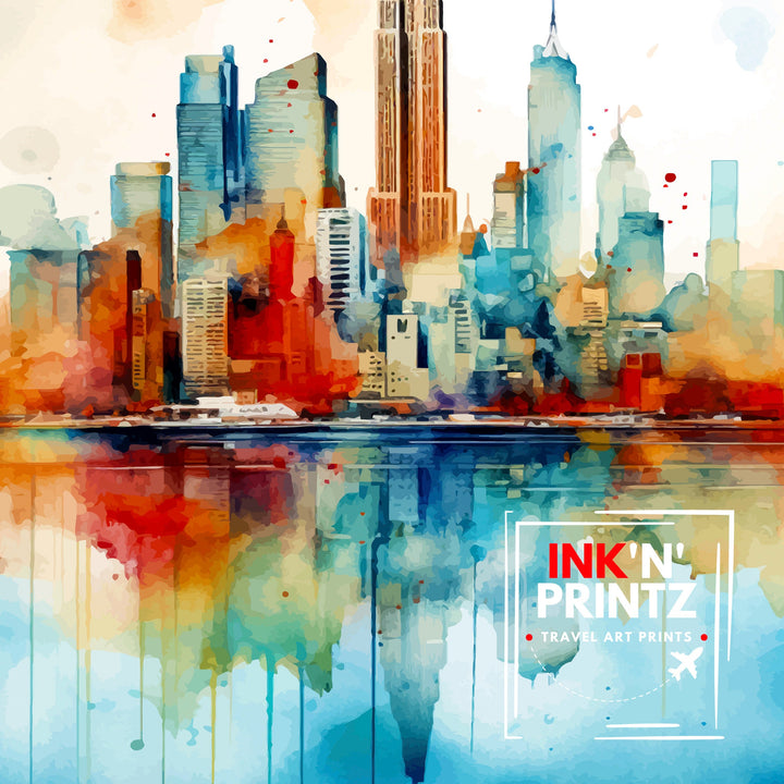 New York City Travel Print| New York Wall Art NYC Illustration Travel Poster Gift for New York Home Decor