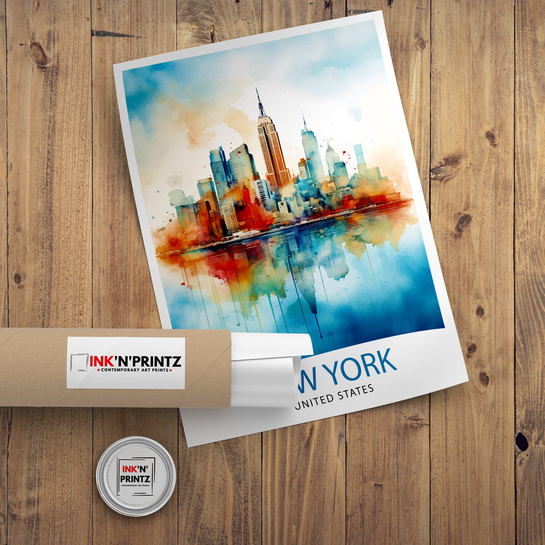 New York City Travel Print| New York Wall Art NYC Illustration Travel Poster Gift for New York Home Decor