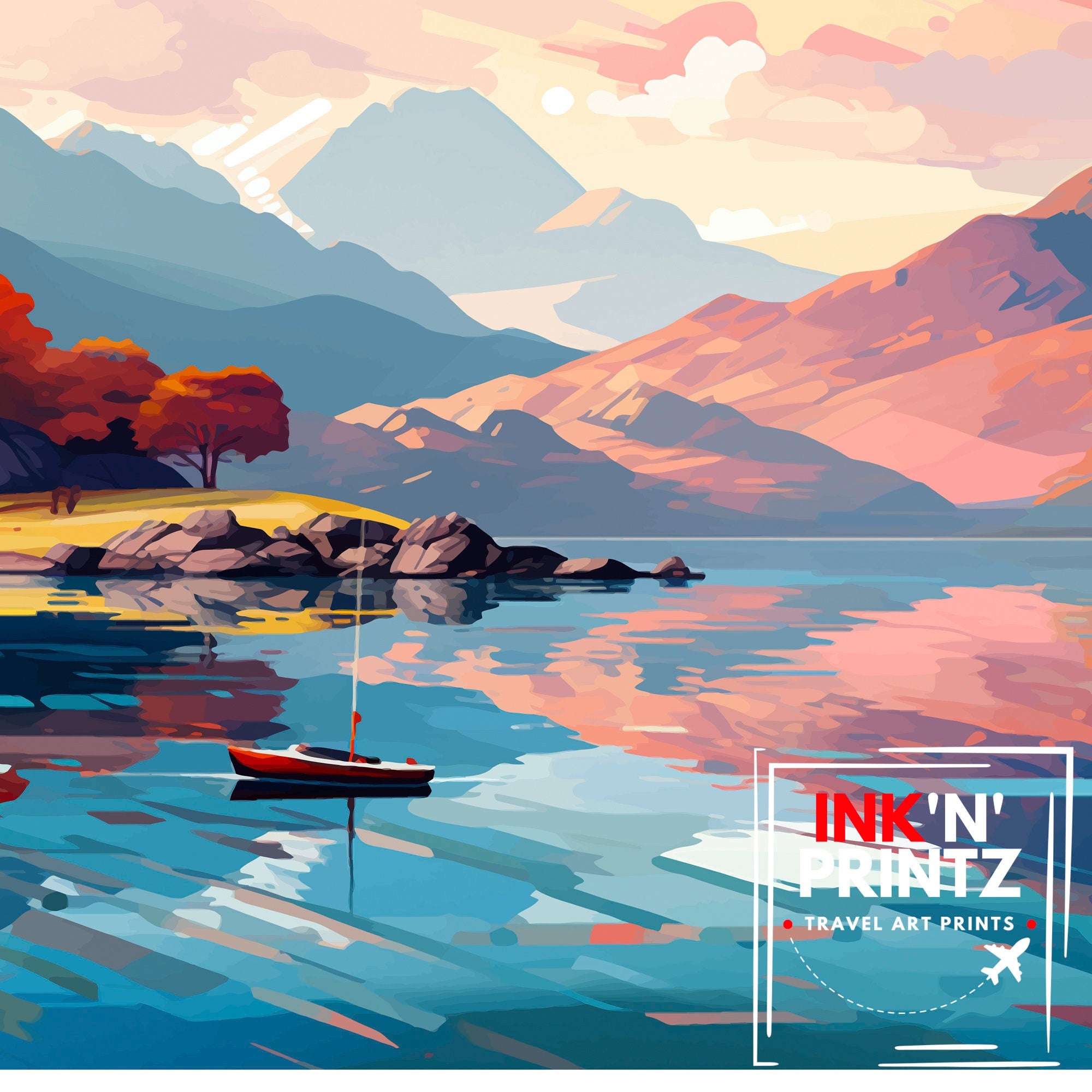 Lake District Travel Print | Lake District Print | Lake District Art | Lake District Poster | The Lake District | Travel Print