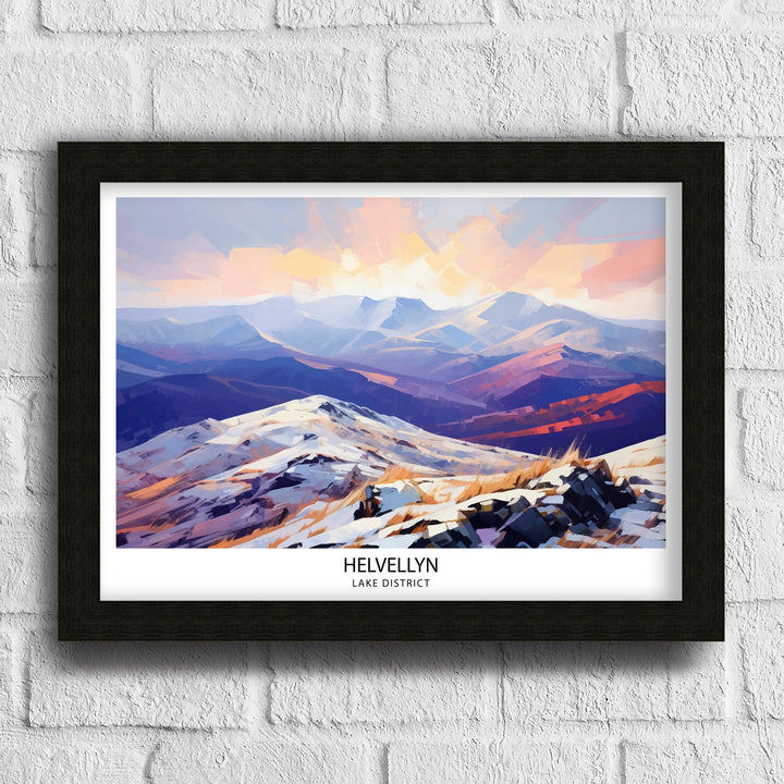 Helvellyn Lake District Print English Mountain Landscape Art Helvellyn Peak Poster Cumbria Hiking Wall Decor UK Nature Illustration British