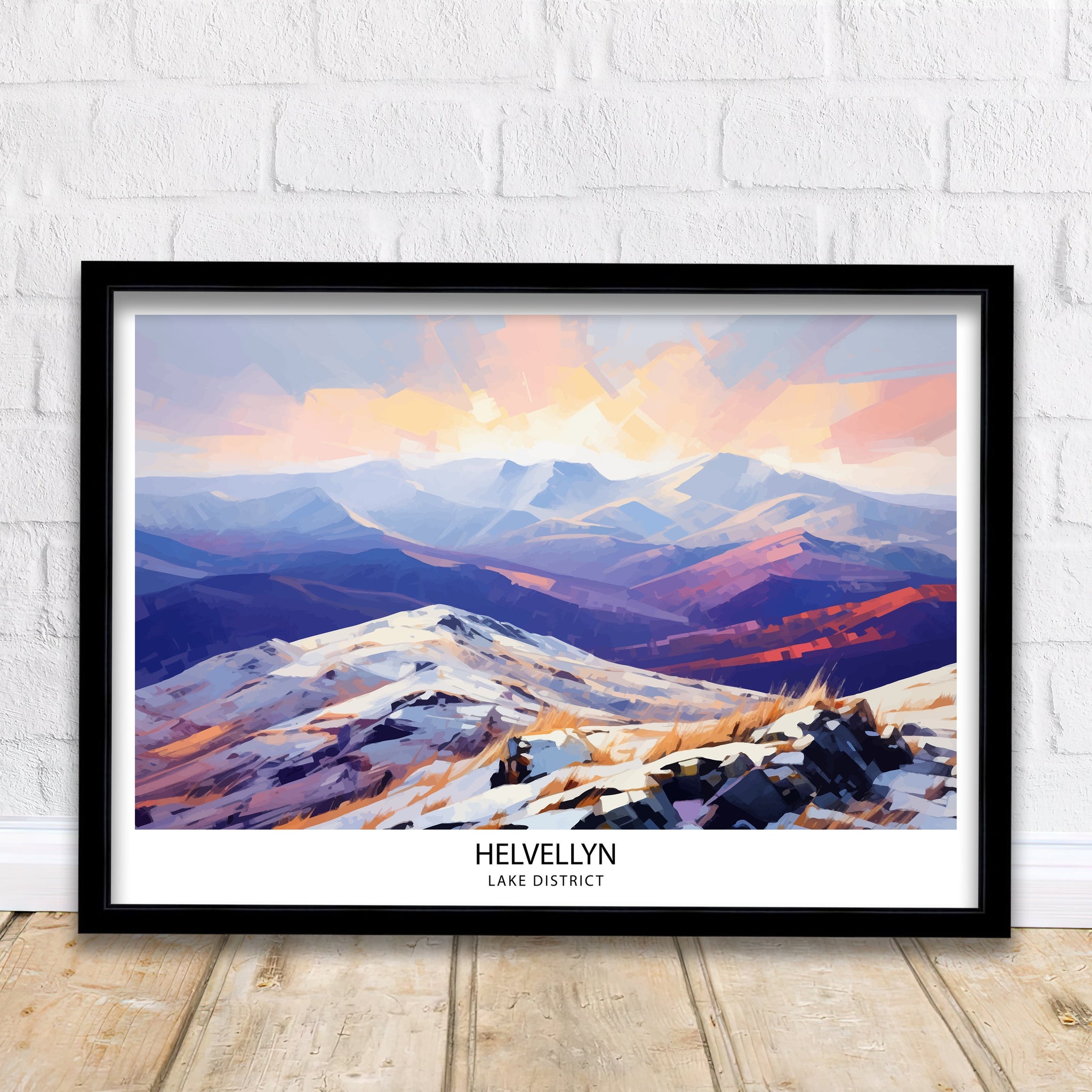 Helvellyn Lake District Print English Mountain Landscape Art Helvellyn Peak Poster Cumbria Hiking Wall Decor UK Nature Illustration British