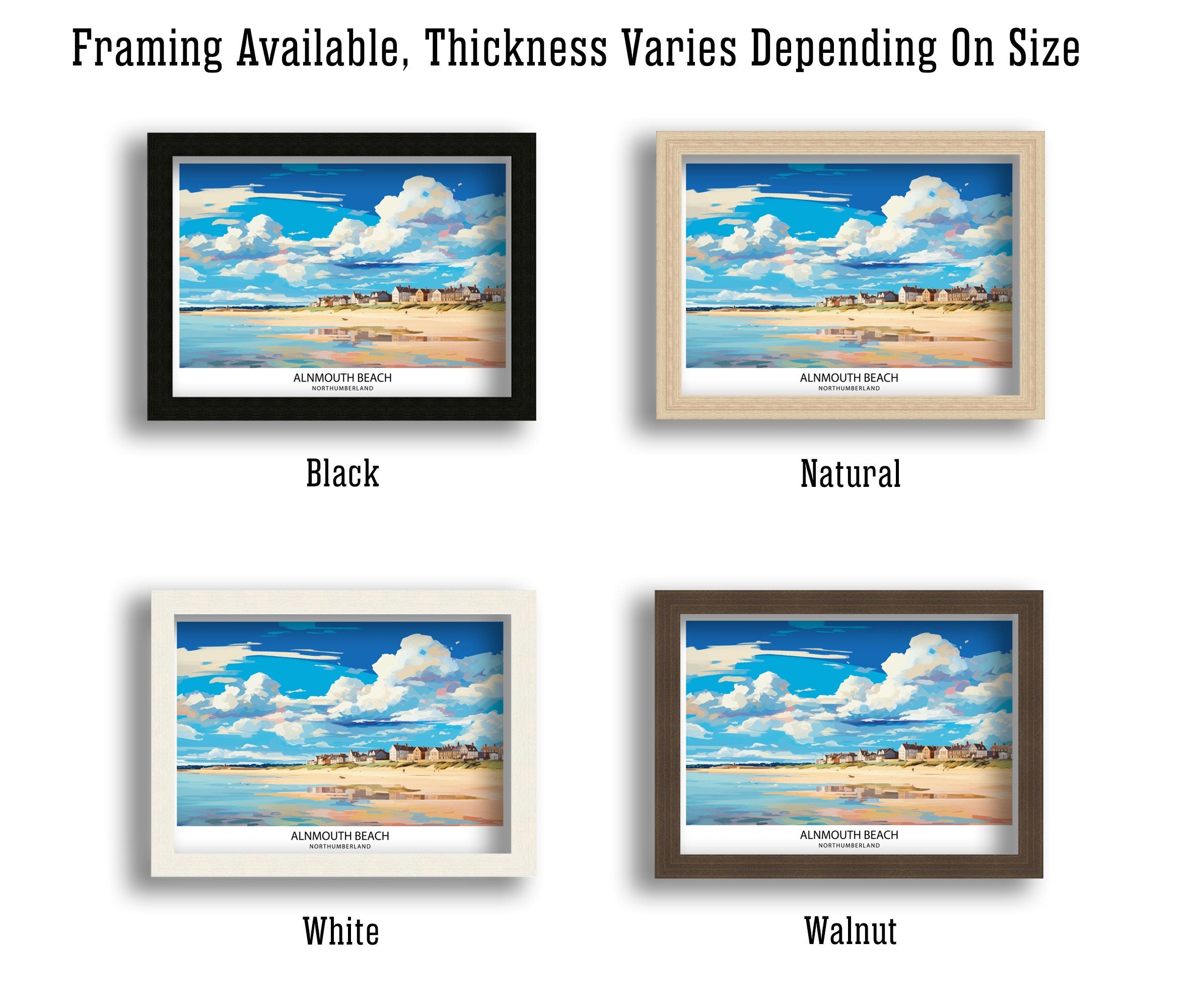 Alnmouth Beach Northumberland Travel Print Alnmouth Wall Decor Alnmouth Home Living Decor Northumberland Illustration Travel Poster Gift