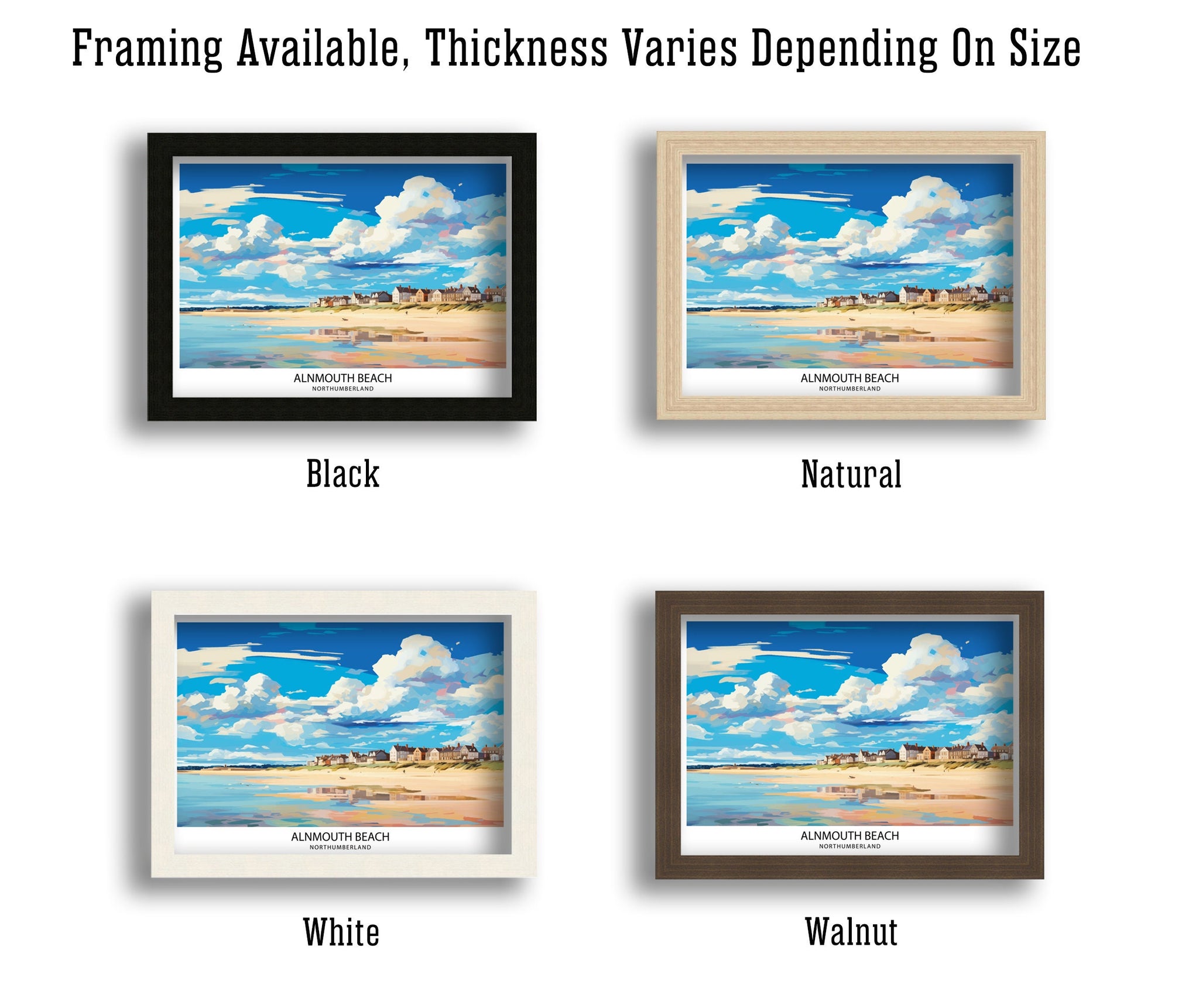 Alnmouth Beach Northumberland Travel Print Alnmouth Wall Decor Alnmouth Home Living Decor Northumberland Illustration Travel Poster Gift