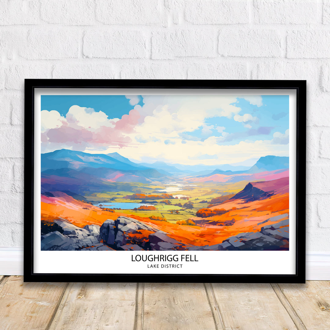 Loughrigg Fell Lake District Travel Poster Lake District