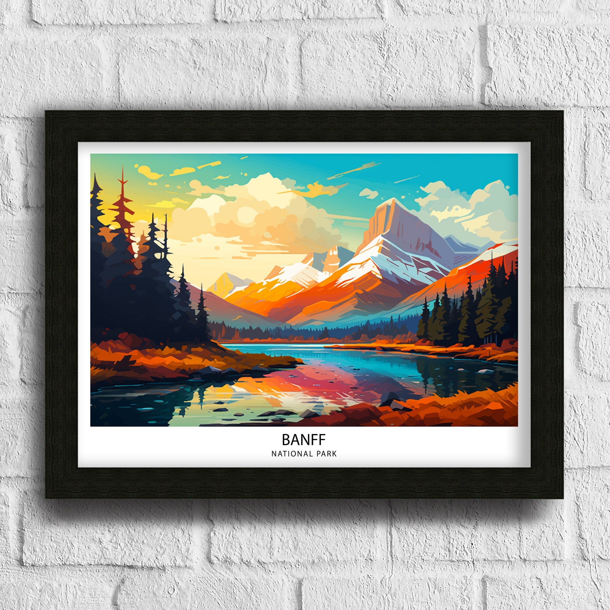 Banff National Park Travel Print Banff Wall Decor Banff Home Decor Banff Canada Illustration Travel Poster Gift For Banff Canada Home Decor