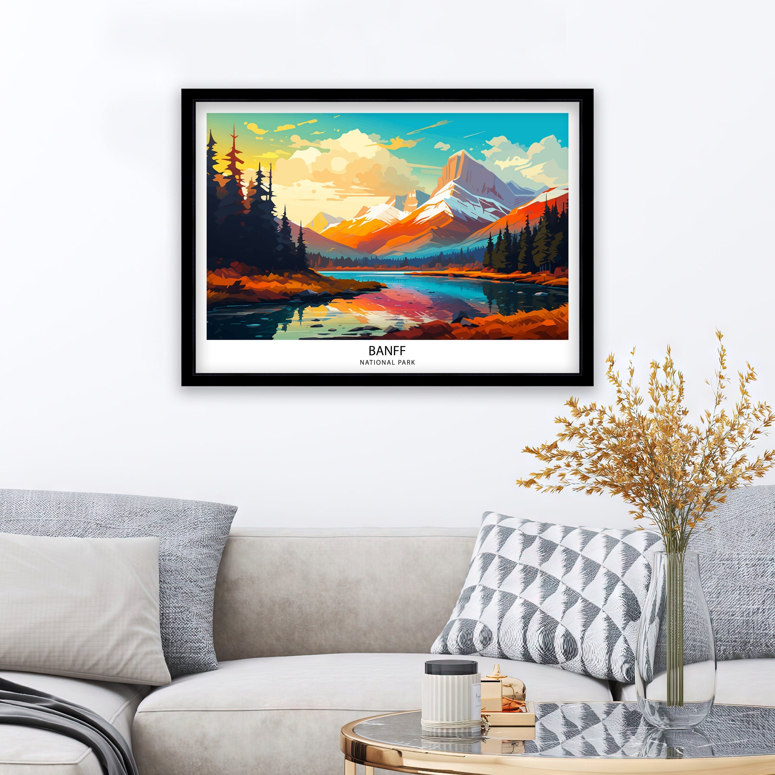 Banff National Park Travel Print Banff Wall Decor Banff Home Decor Banff Canada Illustration Travel Poster Gift For Banff Canada Home Decor