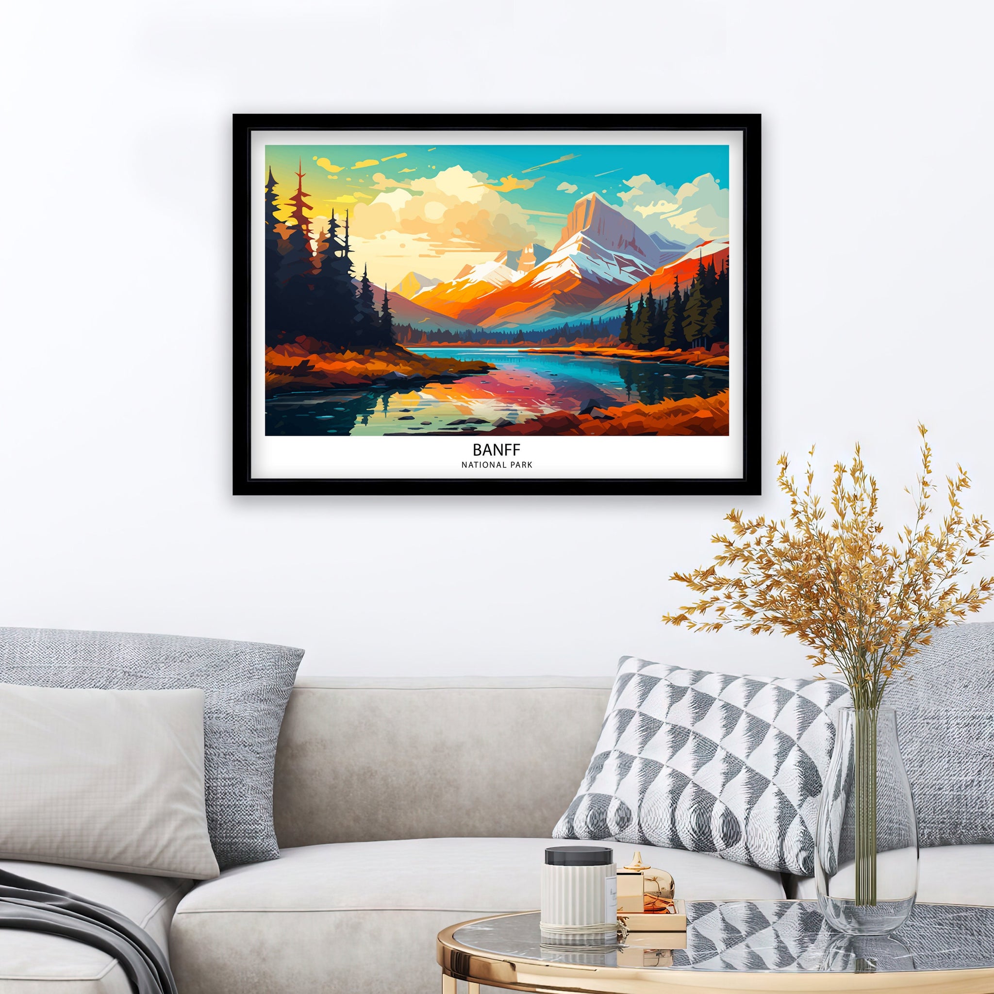 Banff National Park Travel Print Banff Wall Decor Banff Home Decor Banff Canada Illustration Travel Poster Gift For Banff Canada Home Decor