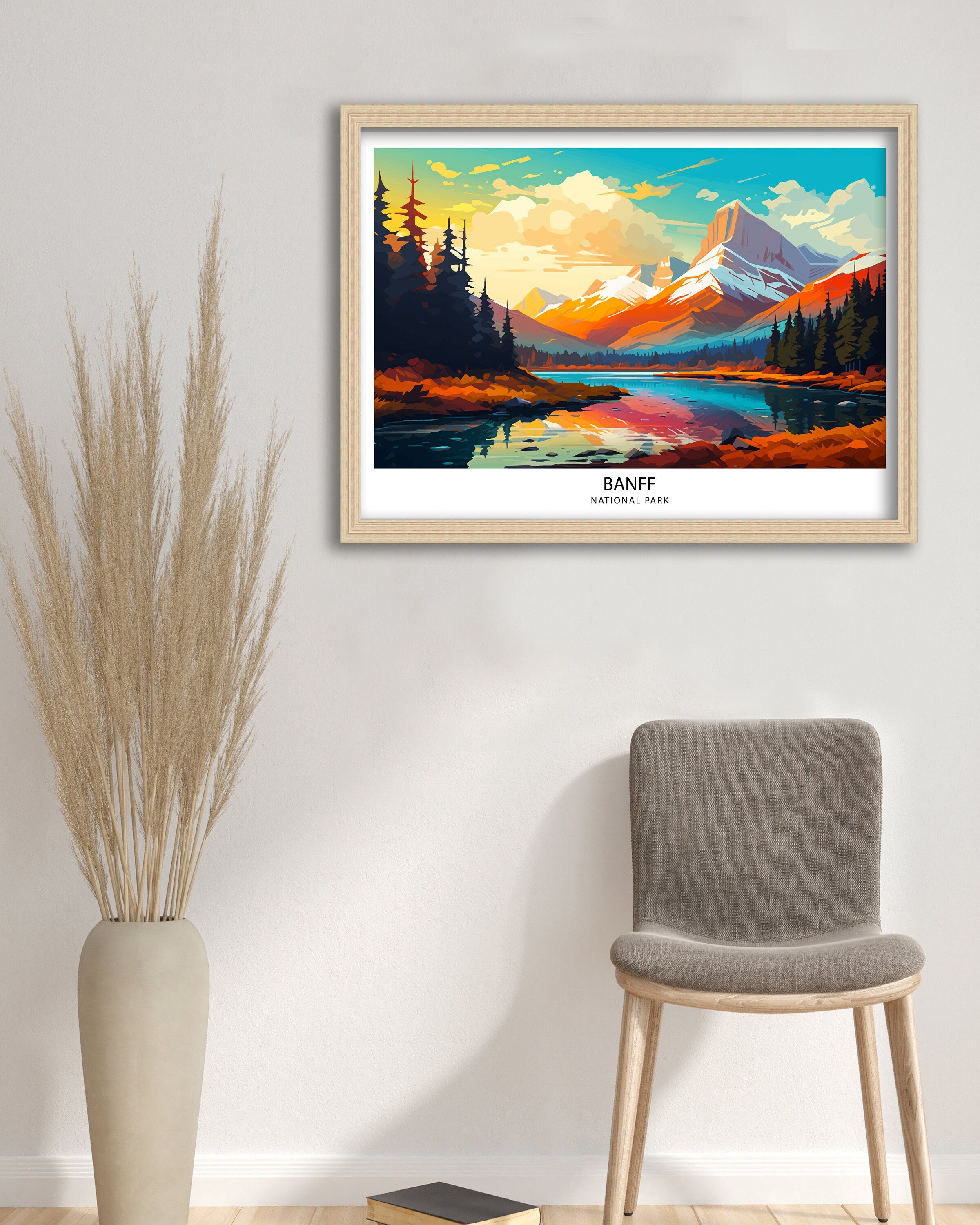 Banff National Park Travel Print Banff Wall Decor Banff Home Decor Banff Canada Illustration Travel Poster Gift For Banff Canada Home Decor
