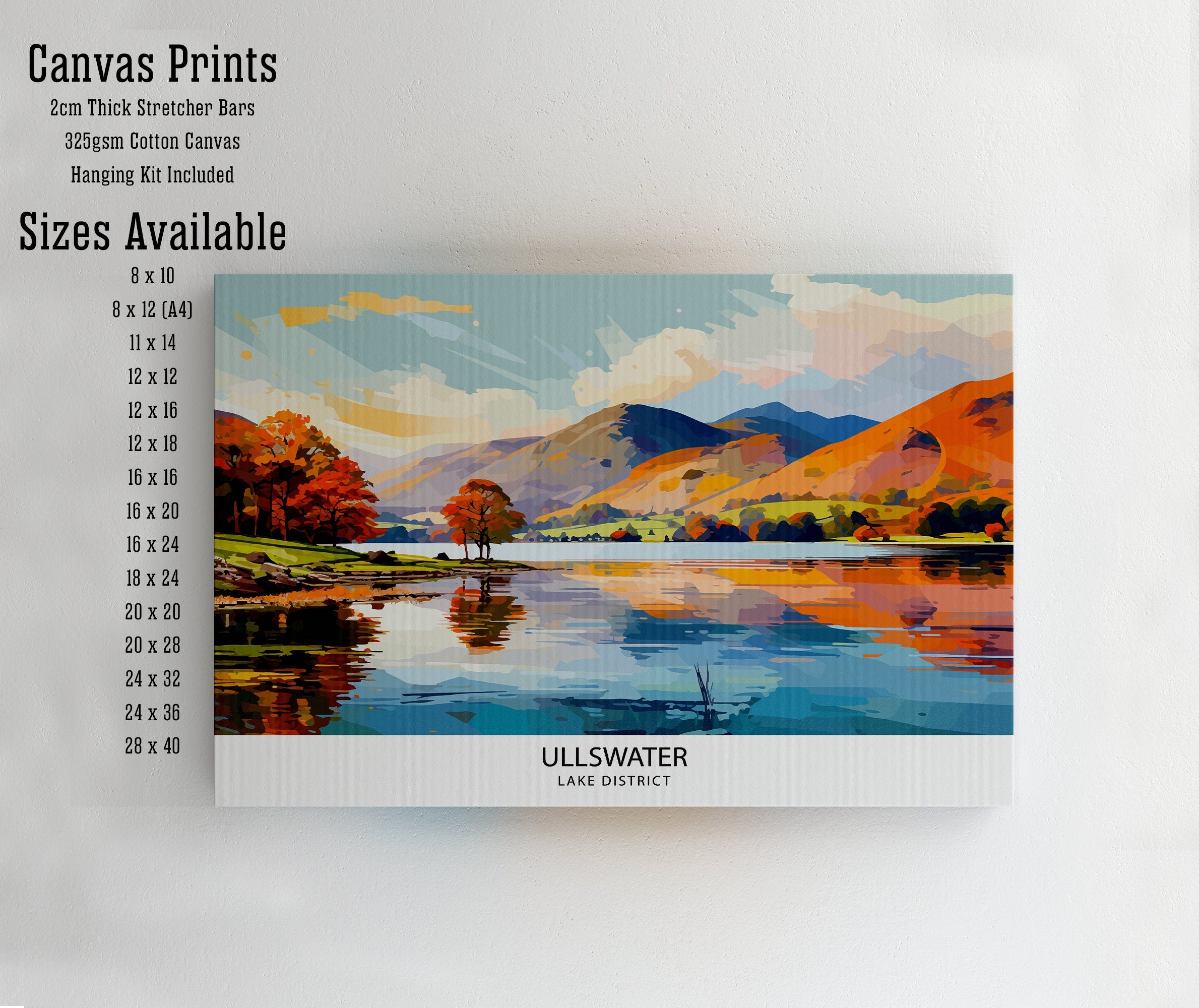 Ullswater Lake District Travel Print Lake District Wall Decor Ullswater Home Living Decor Ullswater Illustration Travel Poster Gift for