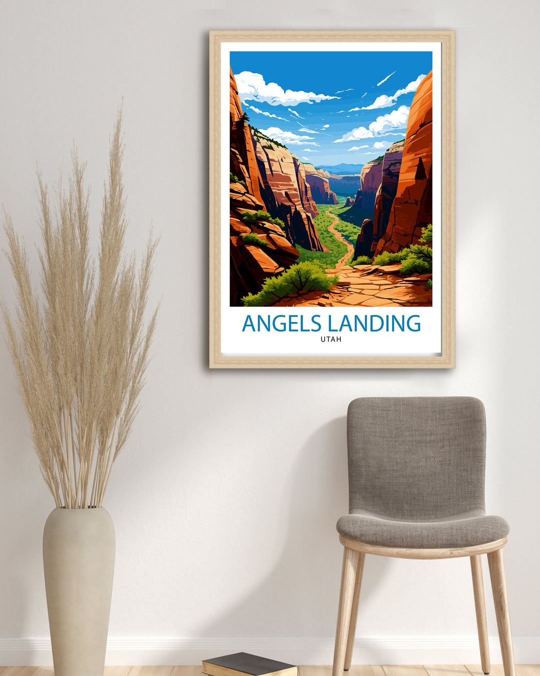 Angels Landing Utah Poster Zion National Park Art Hiking Trail Poster Scenic Landscape