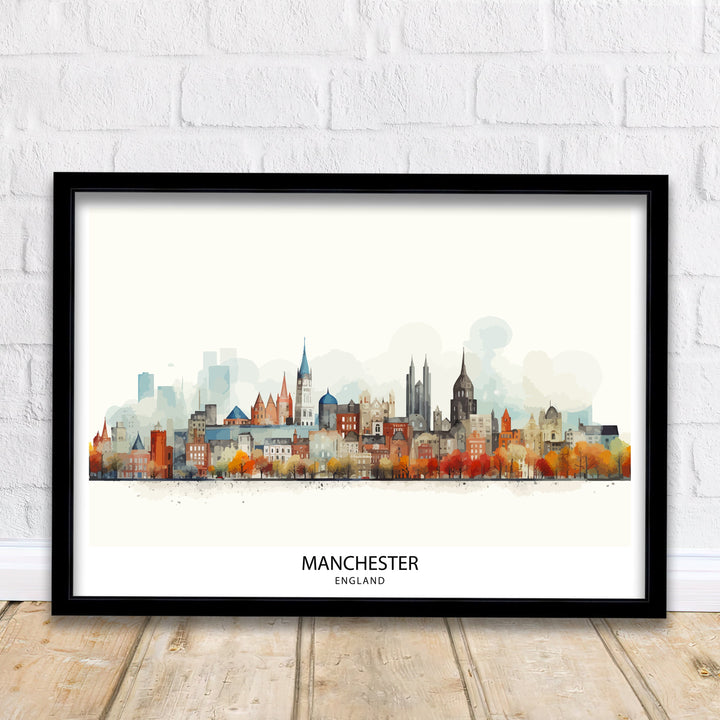 Manchester Travel Poster Manchester Wall Art Manchester Cityscape Travel Poster Home Decor Gift for Travelers