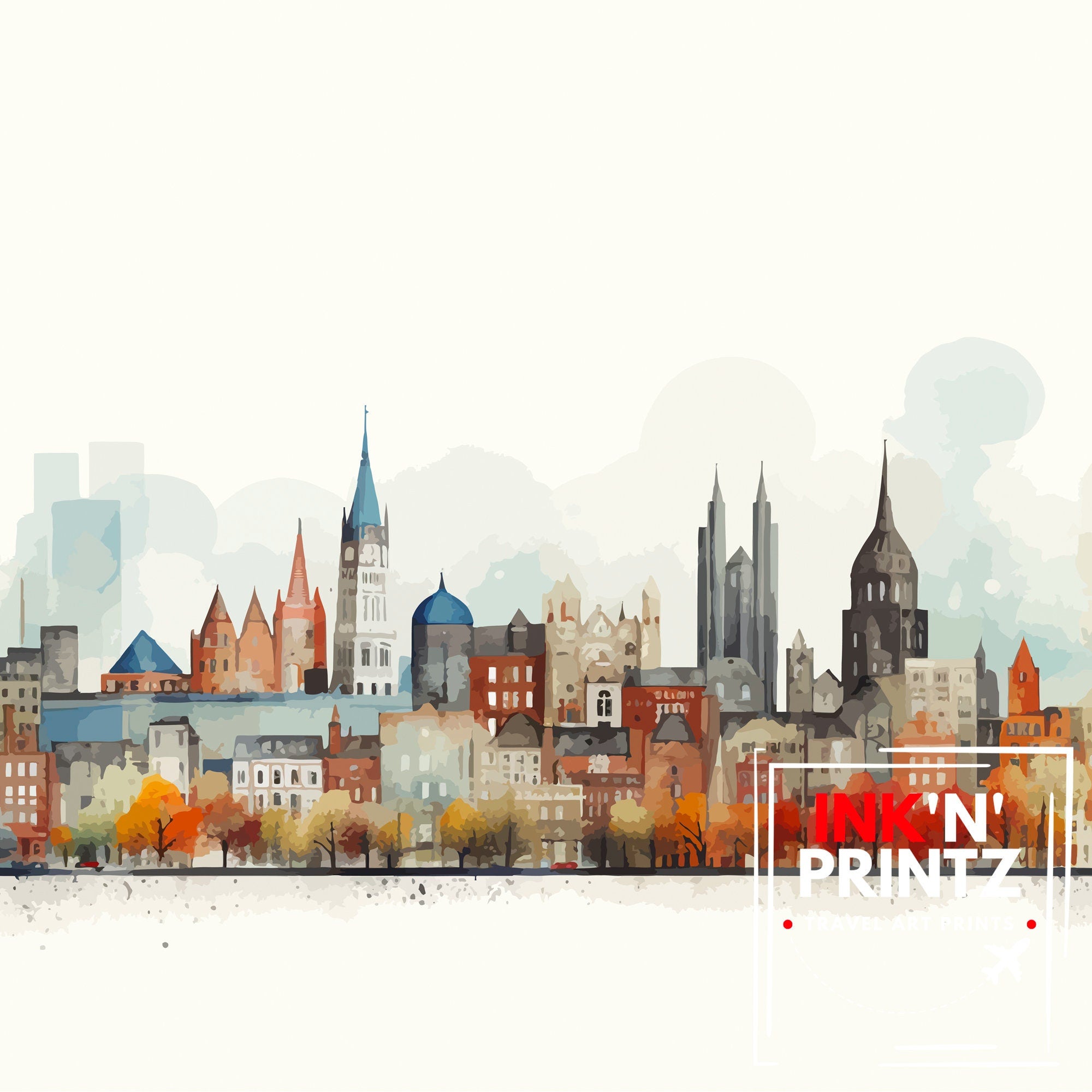 Manchester Travel Print Manchester Wall Art Manchester Cityscape Travel Poster Home Decor Gift for Travelers