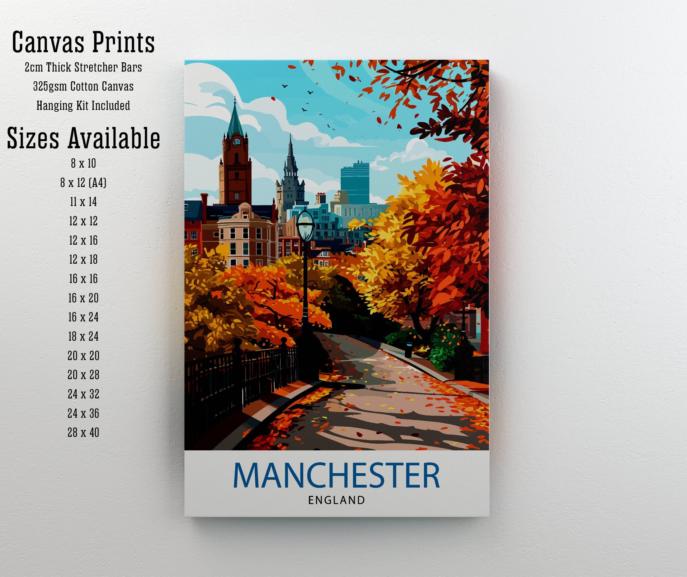 Manchester Travel Print Manchester Wall Art Manchester Cityscape Travel Poster Home Decor Gift for Travelers
