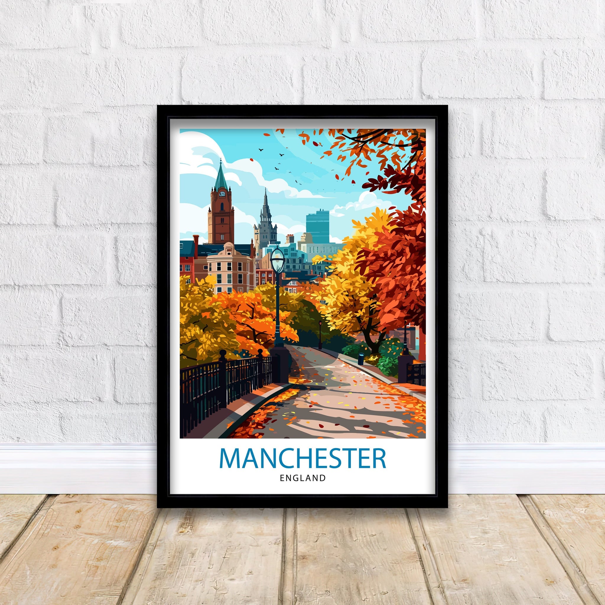 Manchester Travel Print Manchester Wall Art Manchester Cityscape Travel Poster Home Decor Gift for Travelers