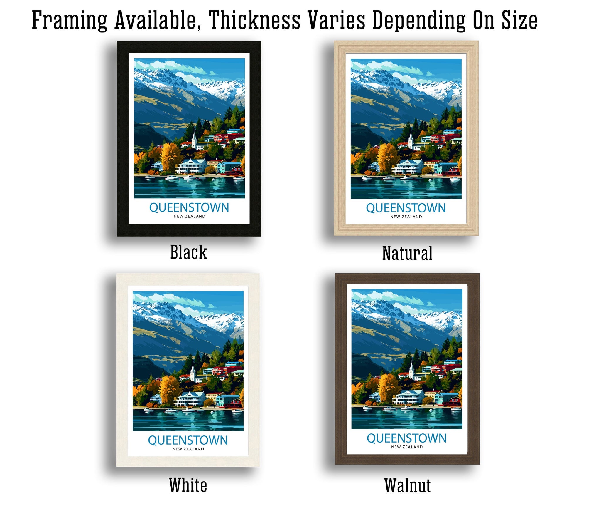 Queenstown New Zealand Print| Adventure Capital Poster Lake Wakatipu Wall Art Remarkables Mountain Decor Kiwi Travel Illustration Outdoor