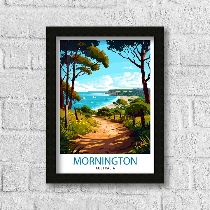 Mornington Beach Australia Travel Poster Coastal