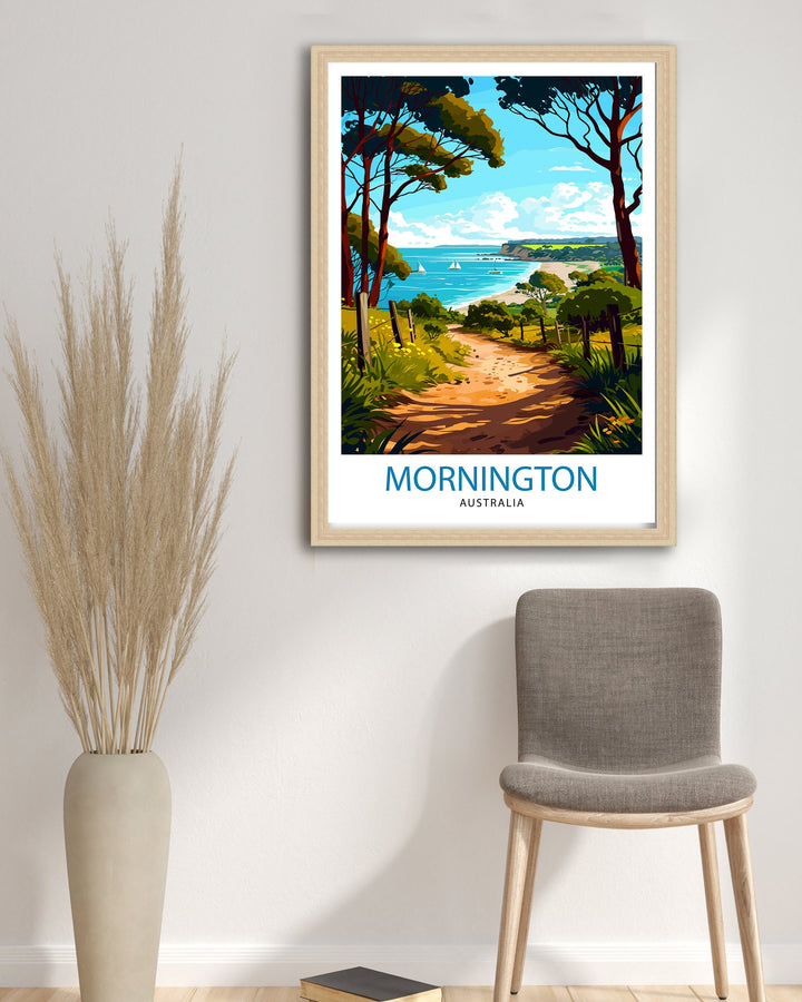 Mornington Beach Australia Travel Poster Coastal