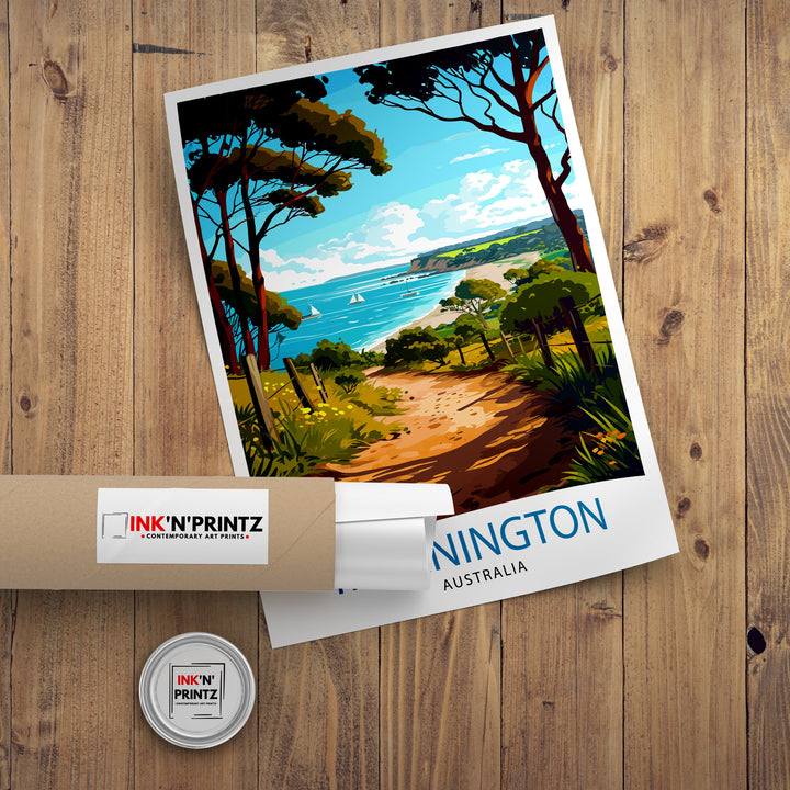 Mornington Beach Australia Travel Poster Coastal