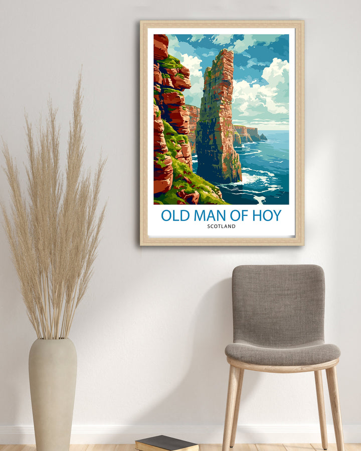 Old Man of Hoy Scotland Poster Iconic Sea Stack Art Orkney Islands Poster Scottish Coastline