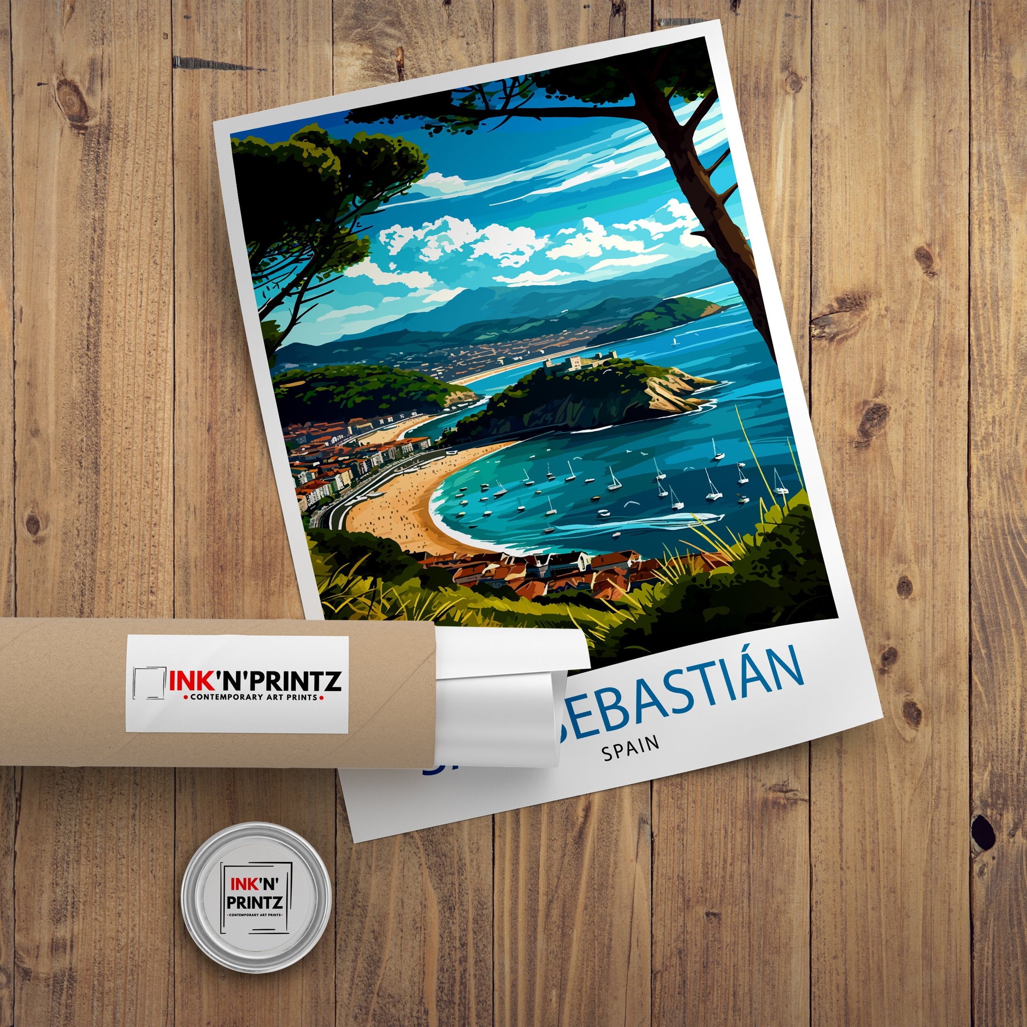 San Sebastian Travel Print San Sebastian Wall Art San Sebastian Spain Illustration Travel Poster Gift for San Sebastian Spain Home Decor