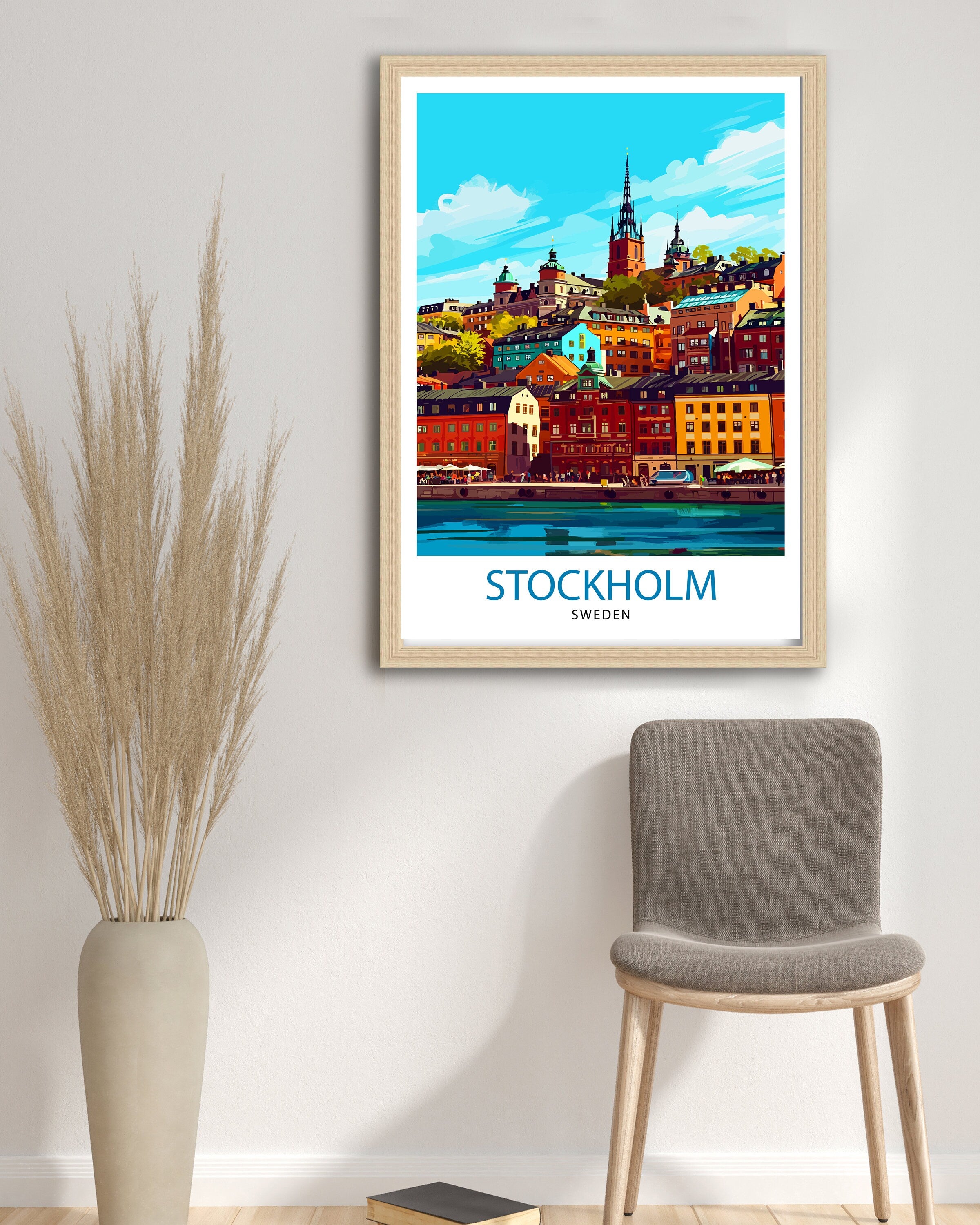 Stockholm Sweden Travel Print Stockholm Wall Art Sweden Illustration Scandinavian Travel Poster Gift for Traveler Sweden Home Decor