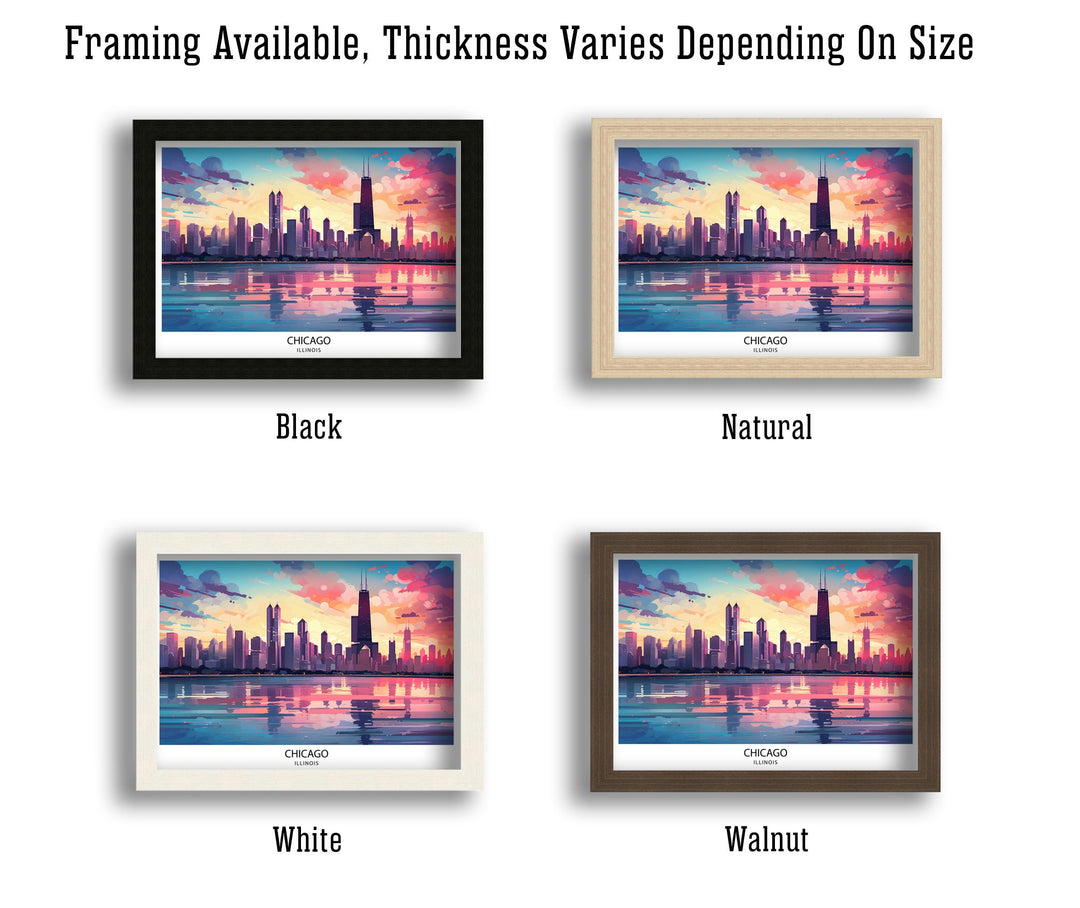 Chicago Travel Print Chicago Wall Art Chicago Poster Chicago Illinois Print Chicago Skyline Art Travel Decor Chicago Gift