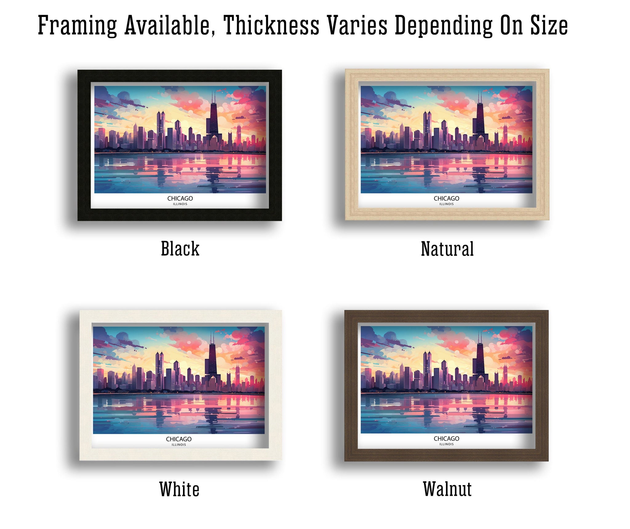 Chicago Travel Print Chicago Wall Art Chicago Poster Chicago Illinois Print Chicago Skyline Art Travel Decor Chicago Gift
