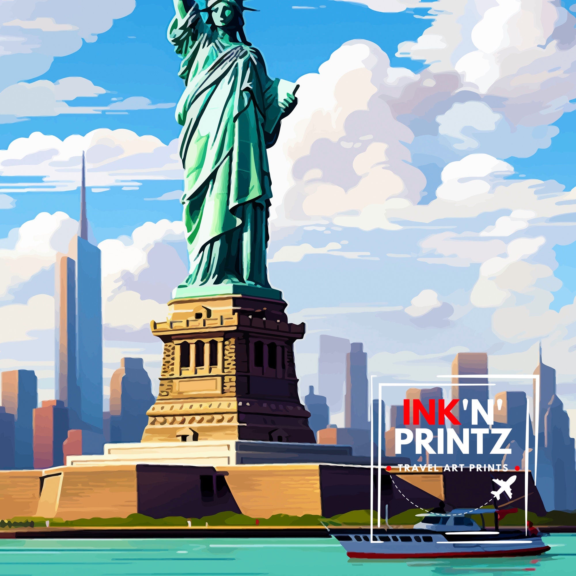 New York City Travel Print| New York Wall Art NYC Illustration Travel Poster Gift for New York Home Decor