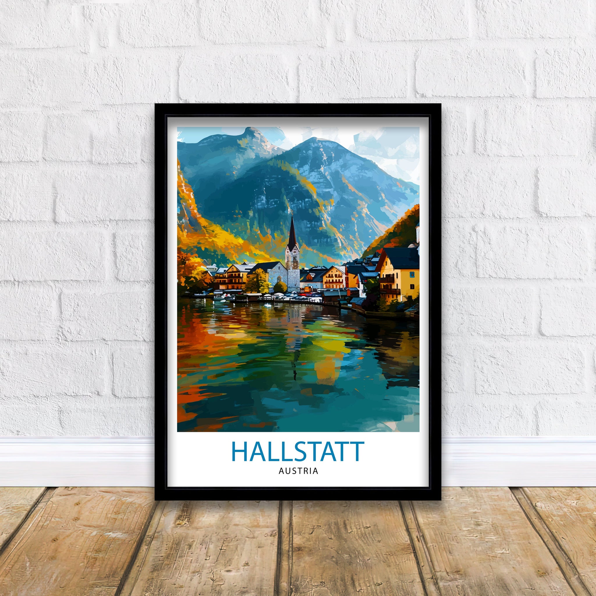 Hallstatt Austria Travel Print Hallstatt Wall Decor Hallstatt Home Living Decor Hallstatt Illustration Travel Poster Austria Home Decor