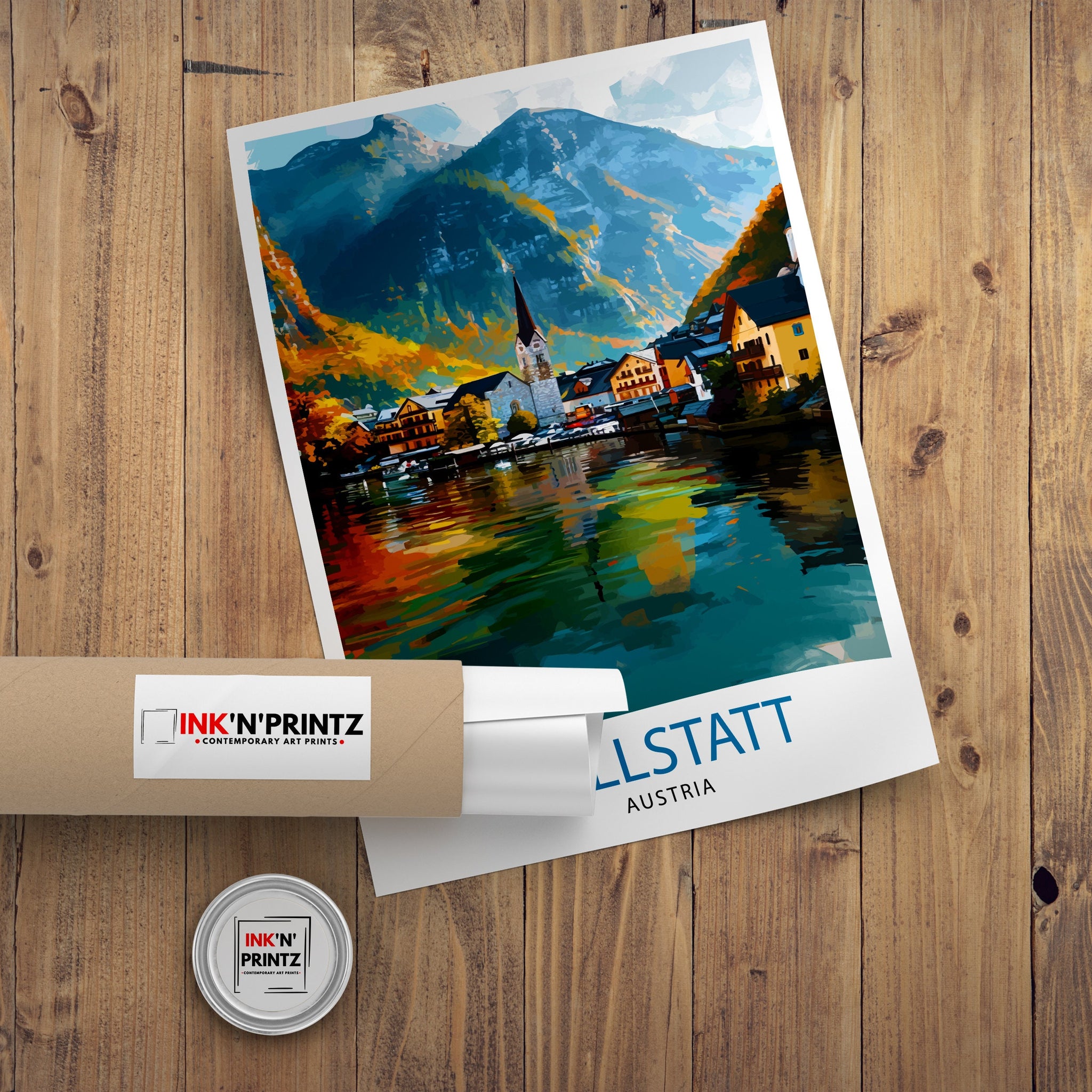 Hallstatt Austria Travel Print Hallstatt Wall Decor Hallstatt Home Living Decor Hallstatt Illustration Travel Poster Austria Home Decor
