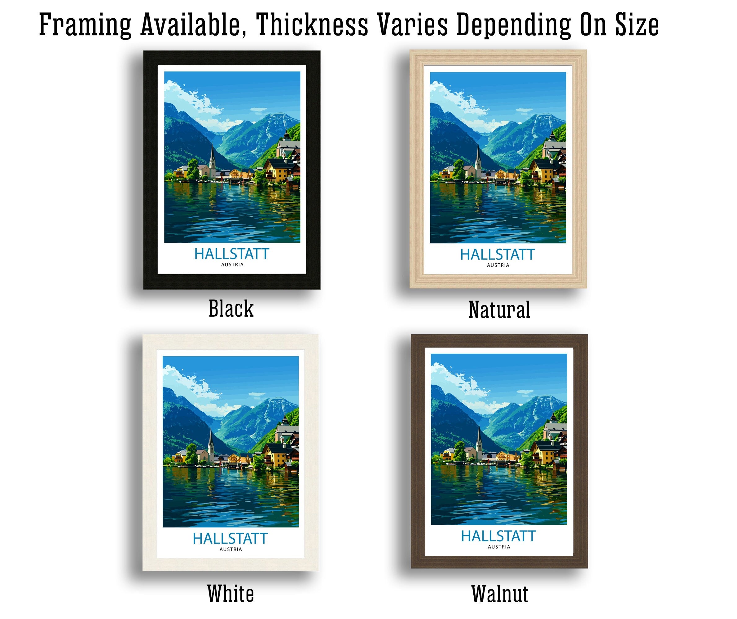 Hallstatt Austria Travel Print Hallstatt Wall Decor Hallstatt Home Living Decor Hallstatt Illustration Travel Poster Austria Home Decor