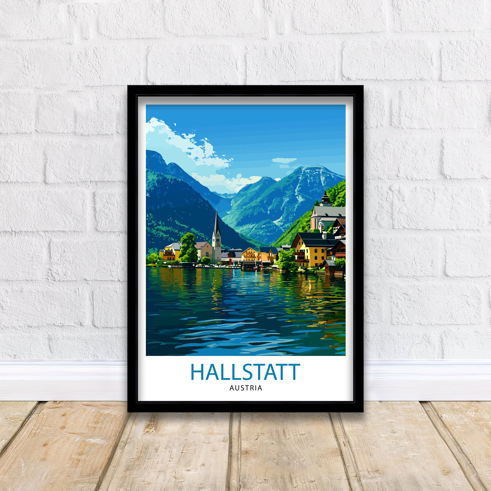 Hallstatt Austria Travel Print Hallstatt Wall Decor Hallstatt Home Living Decor Hallstatt Illustration Travel Poster Austria Home Decor