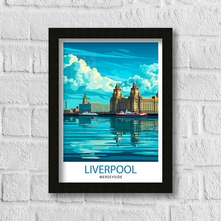 Liverpool Travel Poster Liverpool Wall Art Liverpool Home Decor Liverpool Cityscape Illustration Gift For Liverpool Lovers England Travel