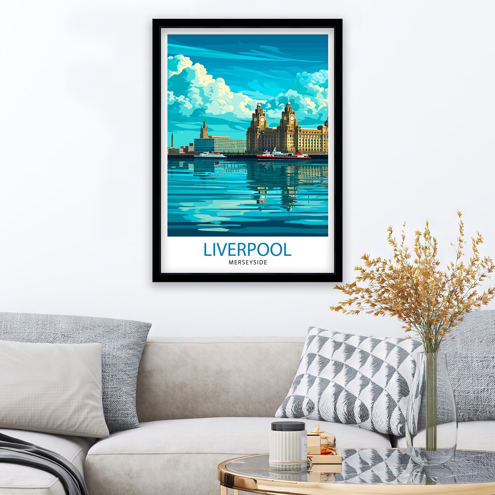 Liverpool Travel Print Liverpool Wall Art Liverpool Home Decor Liverpool Cityscape Illustration Gift For Liverpool Lovers England Travel
